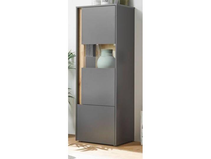 Vitrine Center in grau matt und Eiche Wotan 50 x 155 cm Vitrine Center in grau matt und Eiche Wotan 50 x 155 cm von GÜNSTIG EINRICHTEN