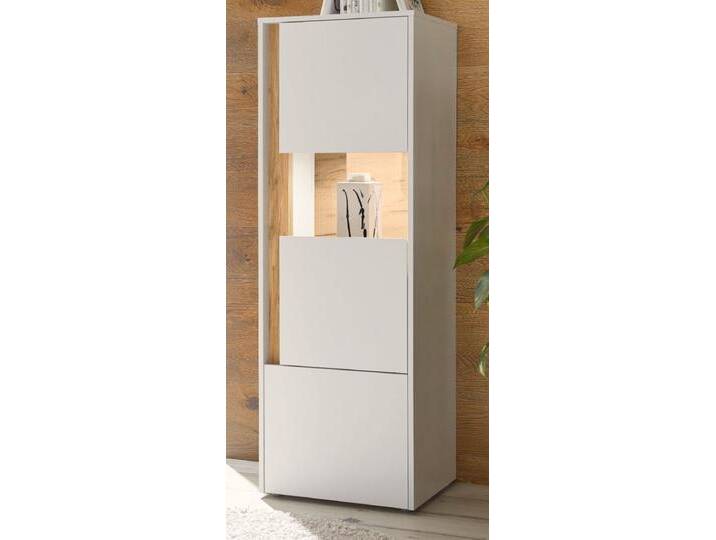 Vitrine Center in weiß und Eiche Wotan 50 x 155 cm von GÜNSTIG EINRICHTEN