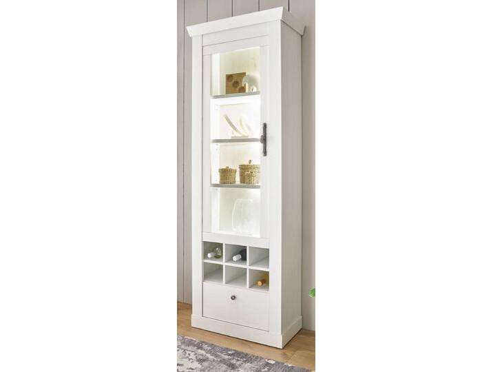 Vitrine Fiastra in weiß Pinie Landhaus 70 x 201 cm von GÜNSTIG EINRICHTEN