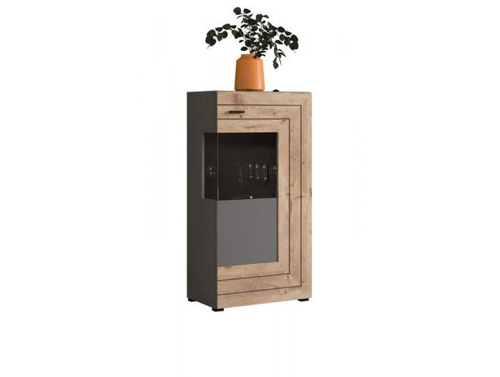 Vitrine Freno in Eiche und grau matt 60 x 118 cm von GÜNSTIG EINRICHTEN