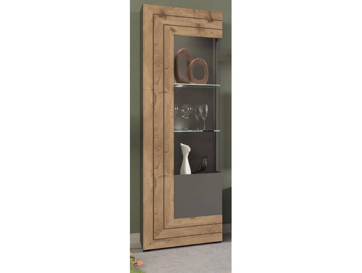 Vitrine Freno in Eiche und grau matt 60 x 194 cm von GÜNSTIG EINRICHTEN