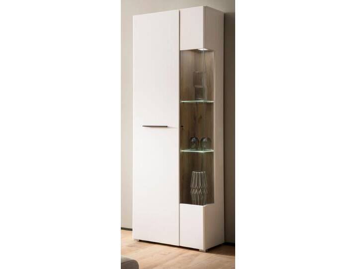 Vitrine Lavell in weiß matt und Eiche 72 x 200 cm von GÜNSTIG EINRICHTEN