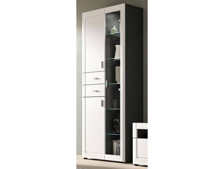Vitrine Lejan in weiß matt und grau 80 x 194 cm von GÜNSTIG EINRICHTEN