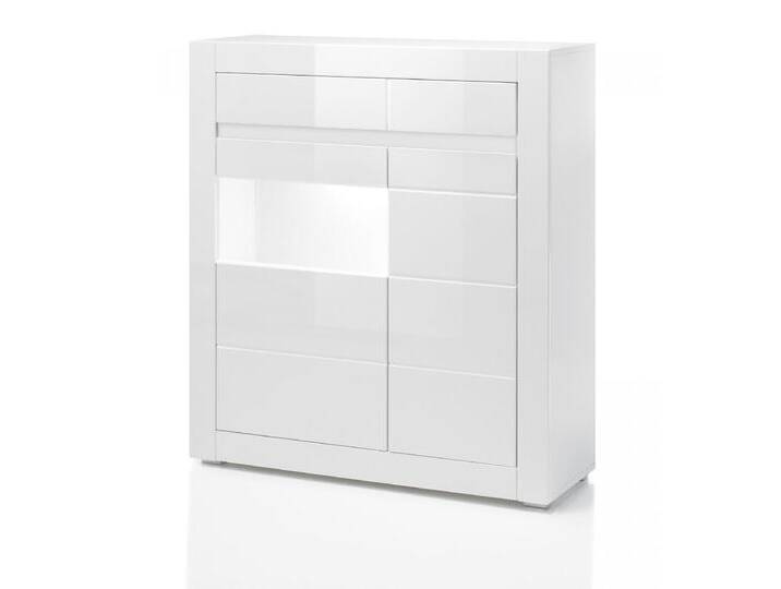 Vitrine Nobile in Hochglanz weiß / Stone Design grau 100 x 112 cm von GÜNSTIG EINRICHTEN