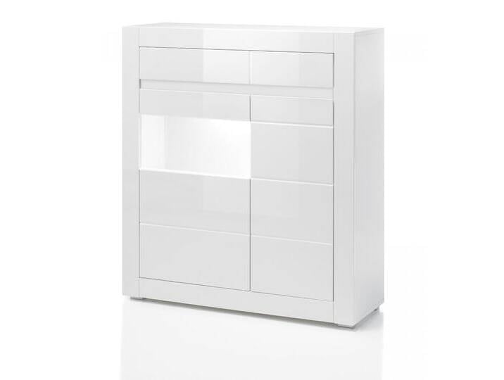 Vitrine Nobile in Hochglanz weiß / Stone Design grau 100 x 112 cm von GÜNSTIG EINRICHTEN