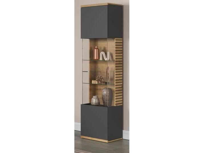 Vitrine Norris in grau und Eiche Evoke 51 x 205 cm Vitrine Norris in grau und Eiche Evoke 51 x 205 cm von GÜNSTIG EINRICHTEN