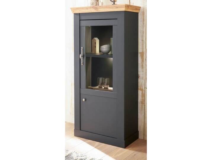 Vitrine Ribera in grau und Eiche Wotan Landhaus 72 x 146 cm von GÜNSTIG EINRICHTEN