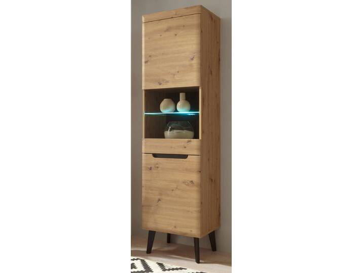 Vitrine Ronson in Eiche Artisan und schwarz 53 x 197 cm von GÜNSTIG EINRICHTEN