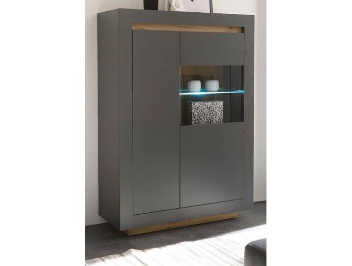 Vitrine Rooky in anthrazit und Eiche Wotan 96 x 136 cm von GÜNSTIG EINRICHTEN