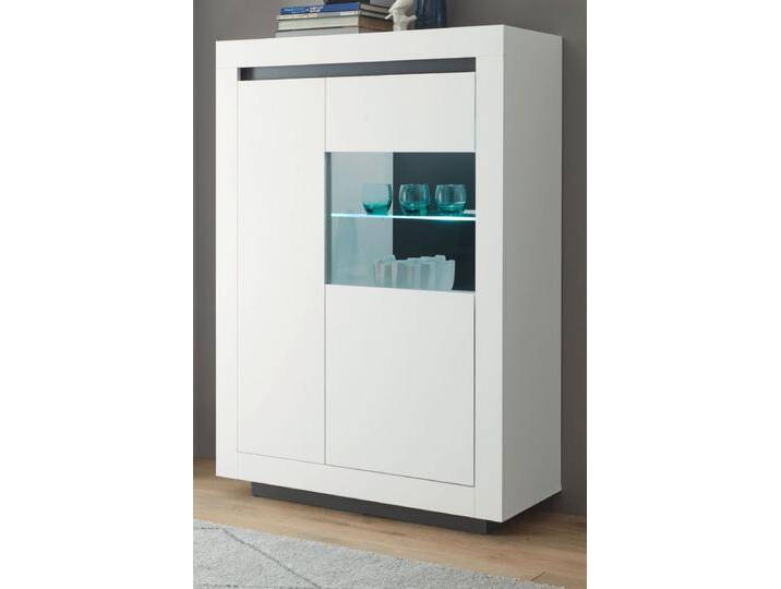 Vitrine Rooky in weiß und anthrazit 96 x 136 cm von GÜNSTIG EINRICHTEN