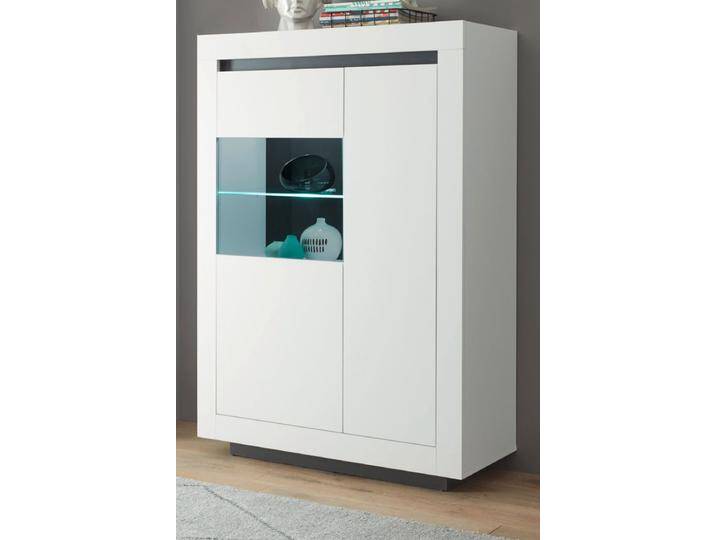 Vitrine Rooky in weiß und anthrazit 96 x 136 cm von GÜNSTIG EINRICHTEN