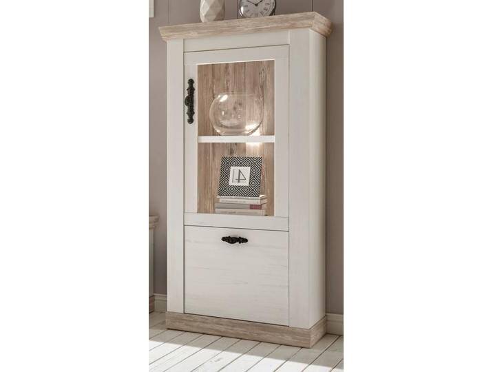 Vitrine Rovola in Pinie weiß Landhaus 71 x 146 cm von GÜNSTIG EINRICHTEN
