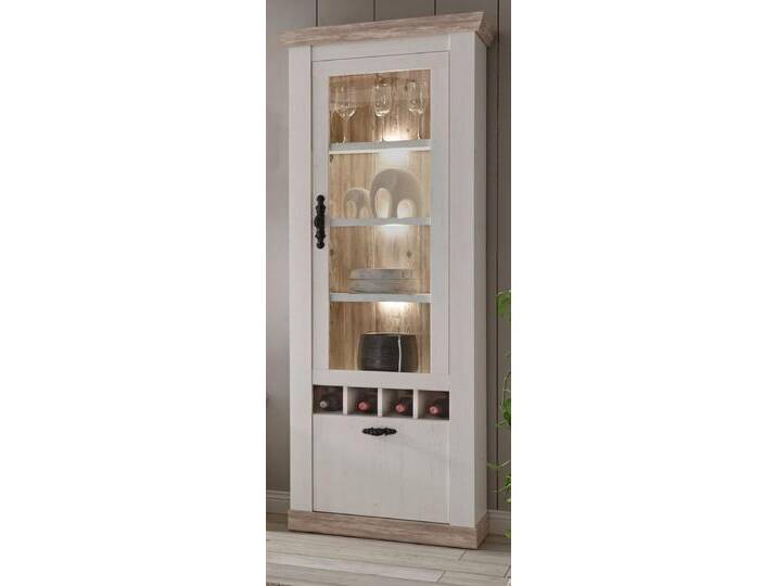 Vitrine Rovola in Pinie weiß Landhaus 71 x 201 cm von GÜNSTIG EINRICHTEN