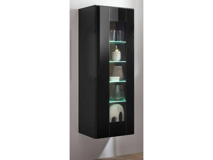 Vitrine Savanna in schwarz Hochglanz und Eiche 45 x 131 cm von GÜNSTIG EINRICHTEN