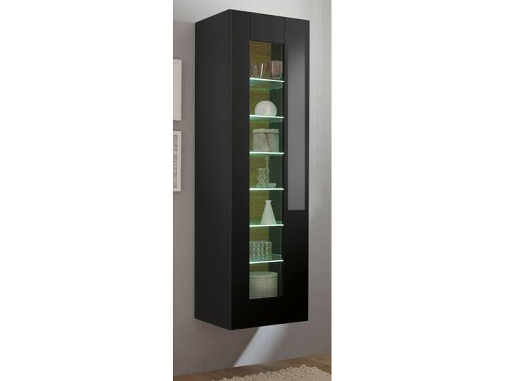 Vitrine Savanna in schwarz Hochglanz und Eiche 45 x 166 cm von GÜNSTIG EINRICHTEN