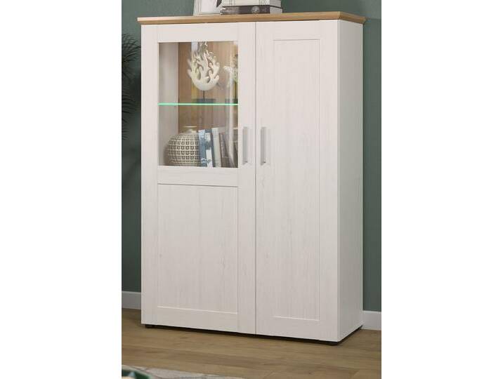 Vitrine Shade in Andersen Pinie weiß und Eiche Artisan Landhaus 95 x 140 cm von GÜNSTIG EINRICHTEN