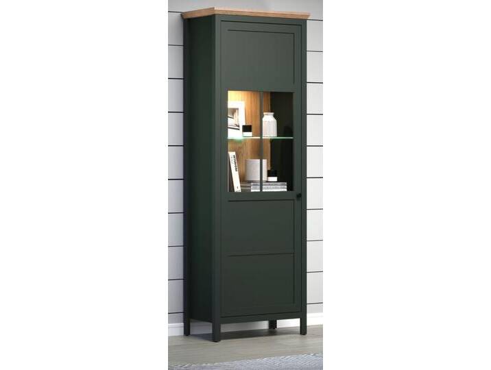 Vitrine Stanton in grün und Eiche Landhaus inklusive LED 69 x 198 cm von GÜNSTIG EINRICHTEN