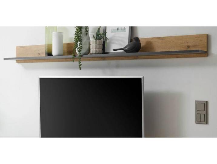 Wandboard Center in grau matt und Eiche Wotan 170 x 15 cm von GÜNSTIG EINRICHTEN