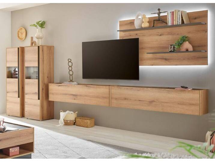 Wohnwand 5-teilig Center in Eiche Evoke 440 cm von GÜNSTIG EINRICHTEN