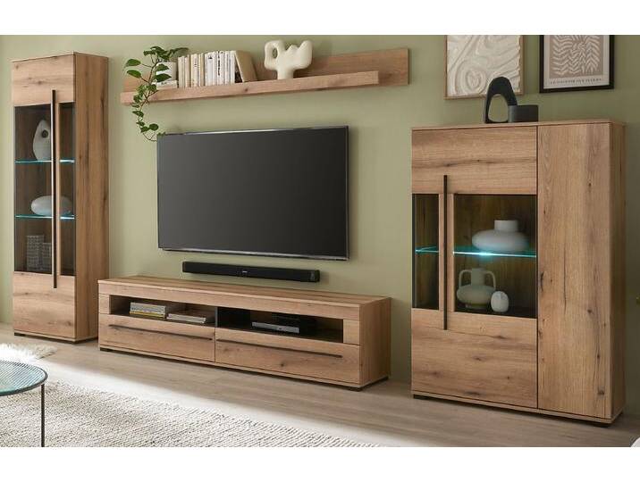Wohnwand Design-D in Evoke Eiche 4-teilig 350 x 200 cm von GÜNSTIG EINRICHTEN