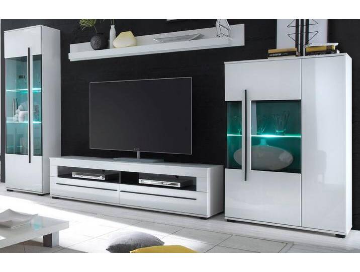 Wohnwand Design-D in Hochglanz weiß 4-tlg. 350 x 200 cm von GÜNSTIG EINRICHTEN
