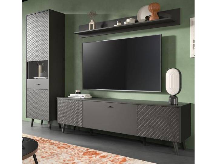 Wohnwand Madea in grau matt 258 cm von GÜNSTIG EINRICHTEN