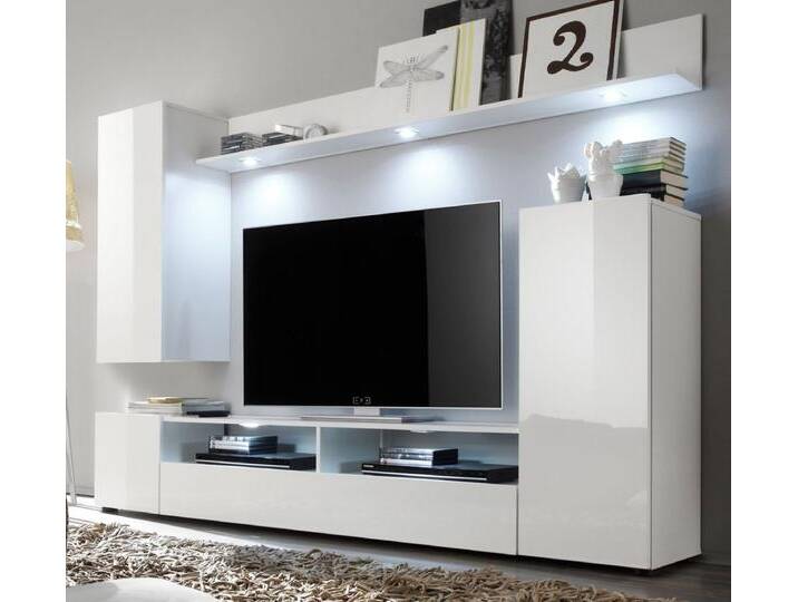 Wohnwand Medienwand Dos in weiß Hochglanz 208 cm Fernsehschrank bis 55 Wohnwand Medienwand Dos in weiß Hochglanz 208 cm Fernsehschrank bis 55 von GÜNSTIG EINRICHTEN