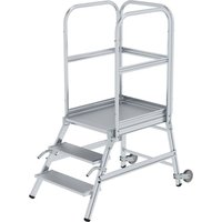 Günzburger Steigtechnik Podesttreppe einseitig begehbar mit Rollen & Griffen Aluminium geriffelt 3 Stufen - 056103 von GÜNZBURGER STEIGTECHNIK