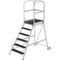 Günzburger Steigtechnik - Podesttreppe einseitig begehbar mit Rollen & Griffen Korrundbeschichtung R13 6 Stufen - 055106 von GÜNZBURGER STEIGTECHNIK