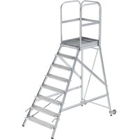 Günzburger Steigtechnik - Podesttreppe einseitig begehbar mit Rollen und Griffen Stahl-Gitterrost 8 Stufen - 058108 von GÜNZBURGER STEIGTECHNIK