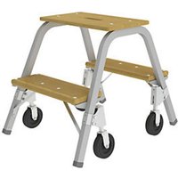 Günzburger Steigtechnik - Stahl-Holz-Tritt mit Bockrollen 2 x 2 Stufen - 039012 von GÜNZBURGER STEIGTECHNIK
