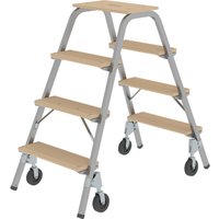 Günzburger Steigtechnik Stahl-Holz-Tritt mit Bockrollen 2 x 4 Stufen - 039014 von GÜNZBURGER STEIGTECHNIK