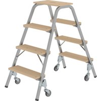 Günzburger Steigtechnik - Stahl-Holz-Tritt mit Lenkrollen 2 x 4 Stufen - 039024 von GÜNZBURGER STEIGTECHNIK
