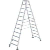 Günzburger Steigtechnik - Stufen-Stehleiter beidseitig begehbar mit Rollen 2 x 12 Stufen - 041224 von GÜNZBURGER STEIGTECHNIK