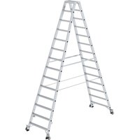 Günzburger Steigtechnik Stufen-Stehleiter beidseitig begehbar mit Rollen 2 x 14 Stufen - 041228 von GÜNZBURGER STEIGTECHNIK