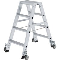 Stufen-Stehleiter beidseitig begehbar mit Rollen 2 x 4 Stufen - 041208 - Günzburger Steigtechnik von GÜNZBURGER STEIGTECHNIK