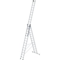 Günzburger Steigtechnik - Mehrzweckleiter 3tlg. mit nivello-Traverse und Wandlaufrollen 3 x 14 Sprossen - 033314 von GÜNZBURGER STEIGTECHNIK