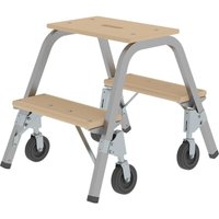 Stahl-Holz-Tritt mit Bockrollen 2 x 2 Stufen - 039012 - Günzburger Steigtechnik von GÜNZBURGER STEIGTECHNIK