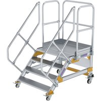 Plattformtreppe 45° fahrbar Stufenbreite 1 m 4 Stufen Aluminium geriffelt - 600804 - Günzburger Steigtechnik von GÜNZBURGER STEIGTECHNIK