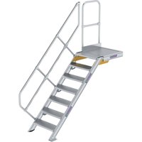 Treppe mit Plattform 45° Stufenbreite 600 mm 7 Stufen Aluminium geriffelt - 600427 - Günzburger Steigtechnik von GÜNZBURGER STEIGTECHNIK