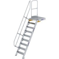 Günzburger Steigtechnik - Treppe mit Plattform 60° Stufenbreite 600 mm 9 Stufen Aluminium geriffelt - 600369 von GÜNZBURGER STEIGTECHNIK