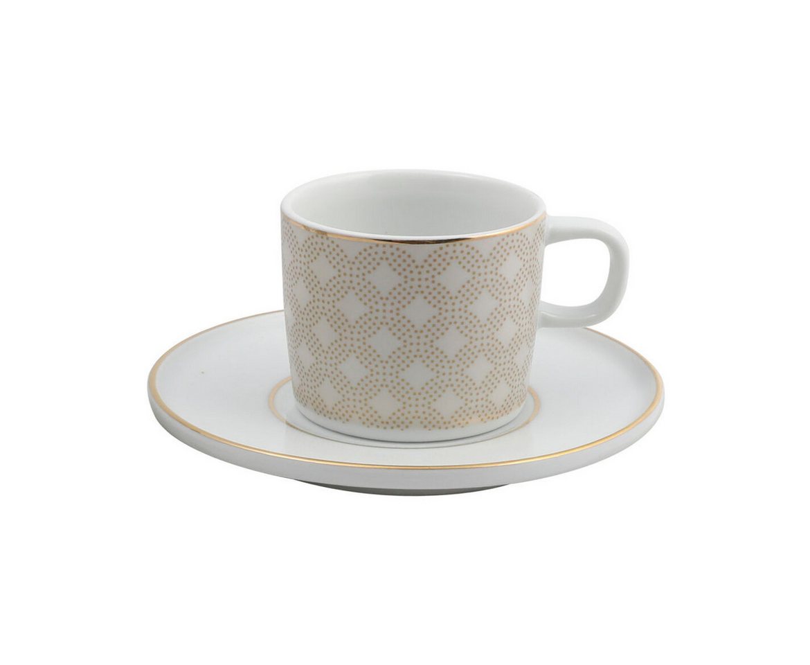 GÜRAL Porselen Kaffeeservice MENTAL (4-tlg), 2 Personen, Porzellan, Elegantes braunes Dekor, robust und praktisch von GÜRAL Porselen