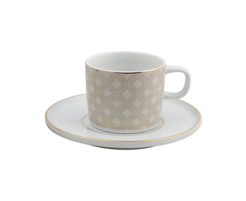 GÜRAL Porselen Kaffeeservice MENTAL (4-tlg), 2 Personen, Porzellan, Elegantes braunes Dekor, robust und praktisch von GÜRAL Porselen