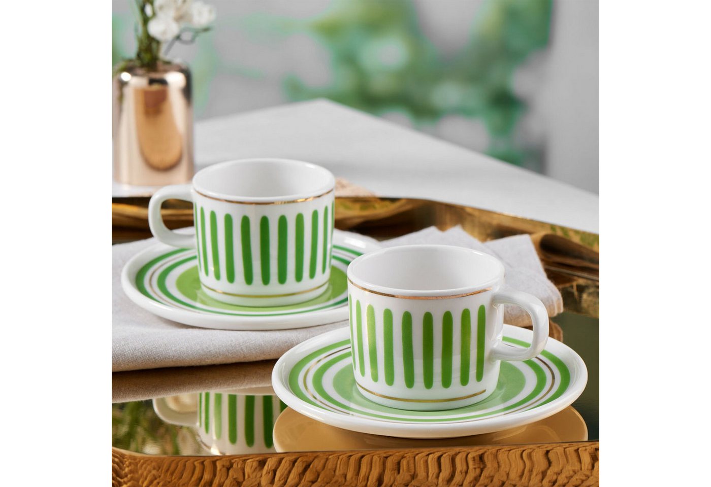 GÜRAL Porselen Kaffeeservice MENTAL (4-tlg), 2 Personen, Porzellan, Mittelgroß, cremefarben, robustes Bone Porzellan von GÜRAL Porselen