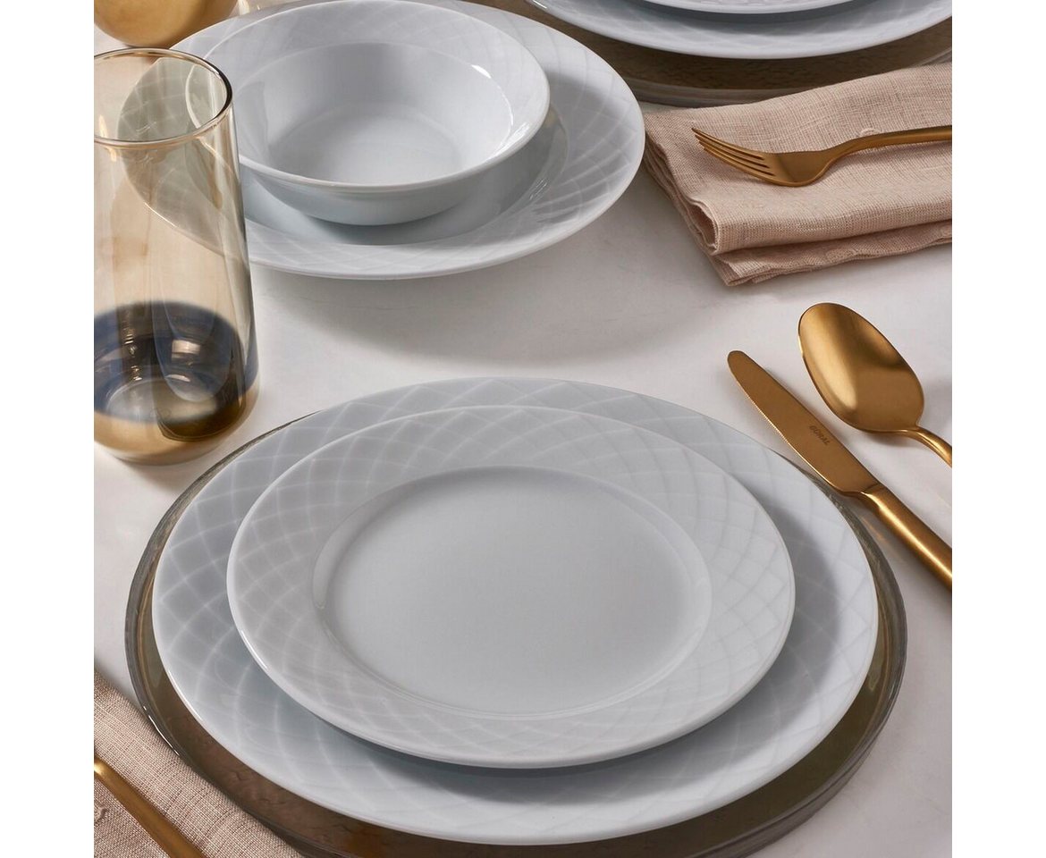 GÜRAL Porselen Tafelservice ALFA (24-tlg), 6 Personen, Porzellan, Elegantes Weiß, robustes Porzellan von GÜRAL Porselen