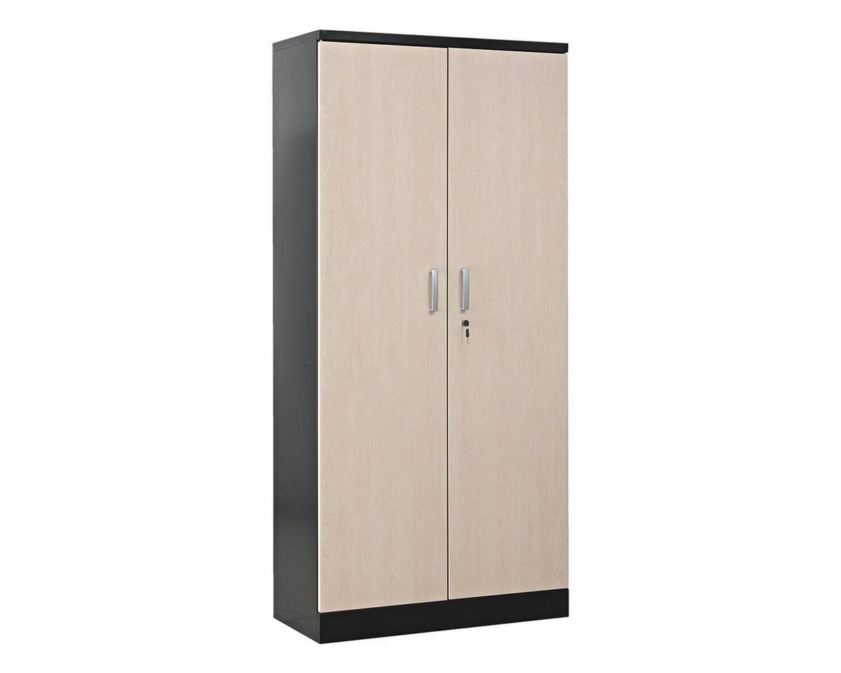 GUERKAN Aktenschrank 5 OH, Stahlschrank, Türen in Holzoptik / schwarzer Korpus, 92x195 cm von GUERKAN