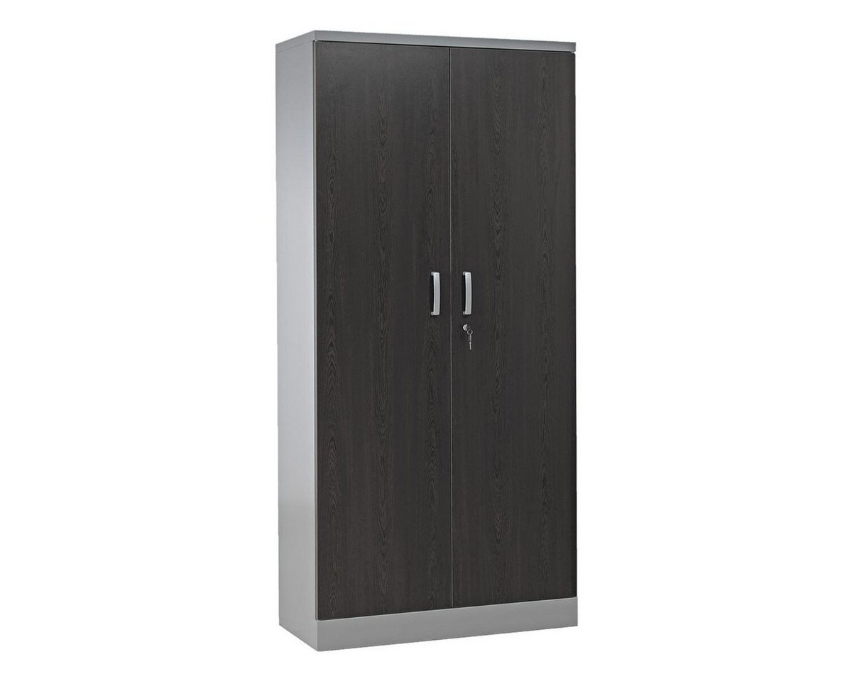 GUERKAN Aktenschrank 5 OH, Stahlschrank, Türen in Holzoptik / silberner Korpus, 92x195 cm von GUERKAN