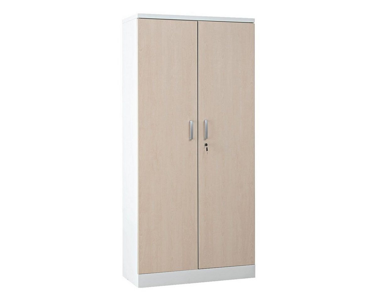 GUERKAN Aktenschrank 5 OH, Stahlschrank, Türen in Holzoptik / weißer Korpus, 92x195 cm von GUERKAN