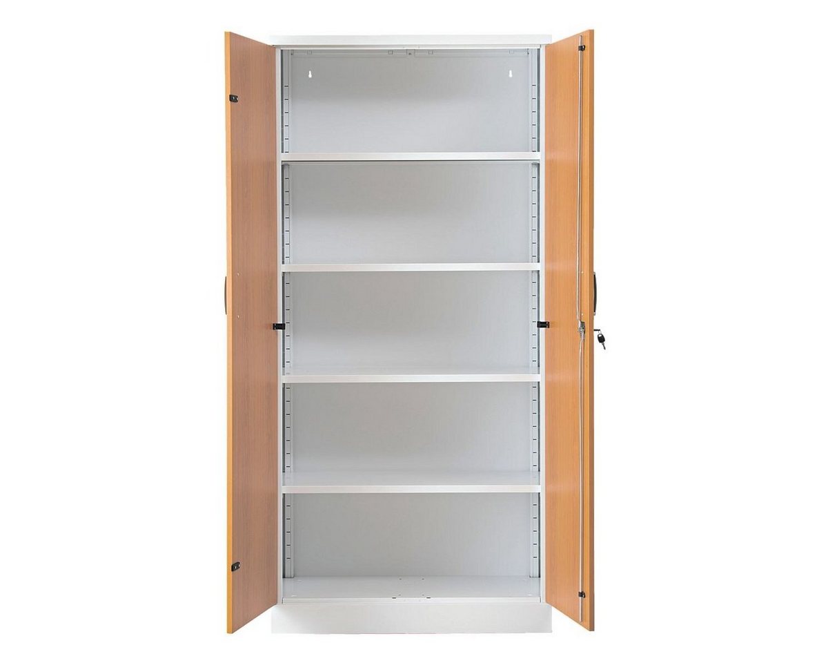 GUERKAN Aktenschrank 5 OH, Stahlschrank, Türen in Holzoptik / weißer Korpus, 92x195 cm von GUERKAN