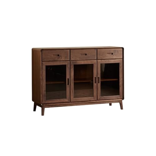 Anrichte 140x45x100cm Besteckschrank aus Walnussholz for die Küche, einfache Wandaufbewahrungsmöbel for das Wohnzimmer, Aufbewahrungstisch aus Massivholz for den Eingangsbereich Buffetschrank von GUERNSEY